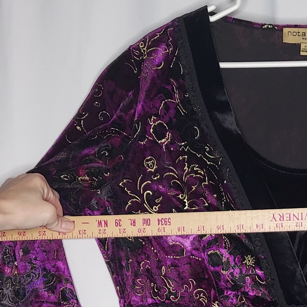 Y2K Velvet Empire Tie Waist Flare Sleeve Top Womens 2X Purple Witchy Whimsigoth - Picture 6 of 13